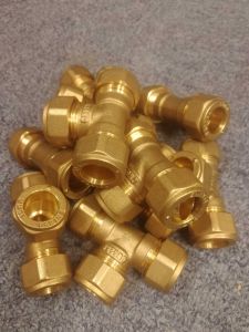 Lot de 10 raccords à bague de compression pour tube en T 15 mm